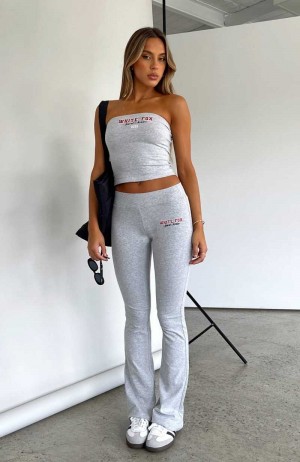 White Fox A Power Move Flare Pants Grey Marle | TPLJQX-649