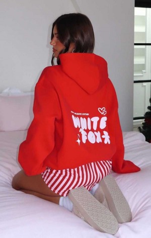 White Fox All I Want For Christmas Oversized Hoodie Red | RIJSZT-796