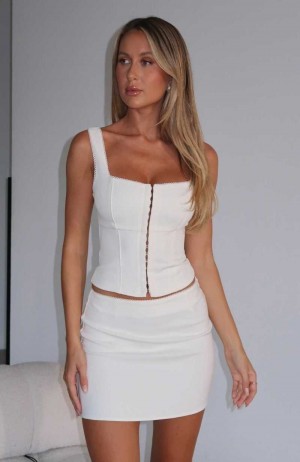 White Fox Always Happy Hour Mini Skirt Cream | CTDMQO-506