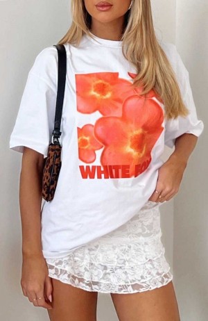 White Fox Bloom For You Oversized Tee White | UASEQW-938