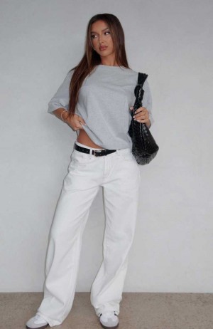 White Fox Bring The Style Low Rise Wide Leg Jeans Off White | TVDRLQ-178