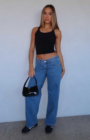 White Fox Bring The Style Low Rise Wide Leg Jeans Admiral Blue | CAFMVU-186