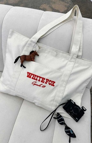 White Fox Capsule 9 Tote Bag Cream | FJLWQX-732