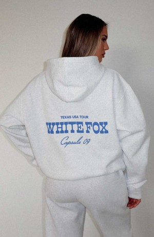 White Fox Capsule 9 Western Classic Oversized Hoodie Grey Marle | PBWCDR-984