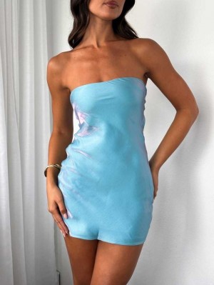 White Fox Crazy For You Mini Dress Celeste Blue | PXYNWF-290