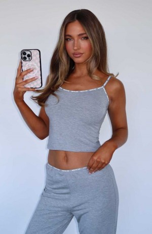 White Fox Cuddle Me Pyjama Tank Grey | BSHXEJ-058