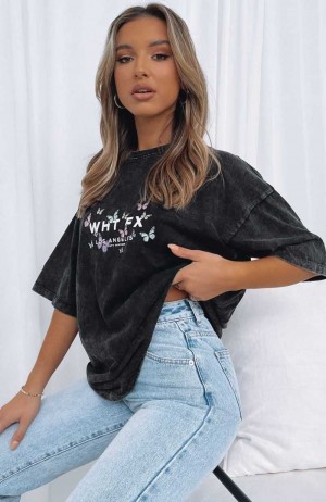 White Fox Dare To Dream Oversized Tee Acid Black | SMQYHJ-921