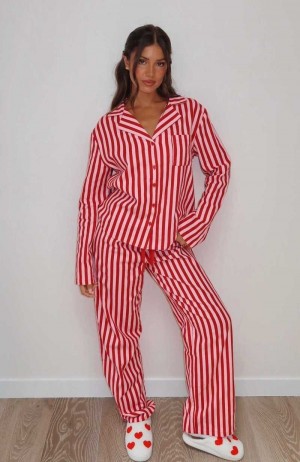 White Fox Dreamland Long Sleeve Pyjama Set Candy Stripe | JGYMVF-213