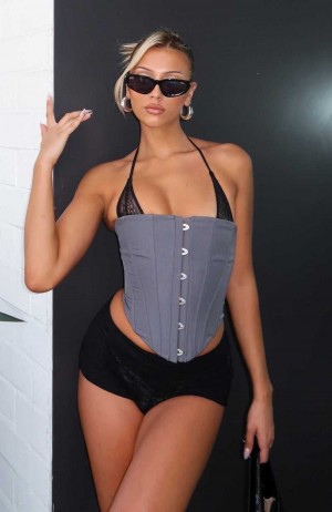 White Fox Fake Friends Bustier Charcoal | GVMNXZ-250