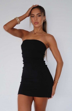 White Fox Fool Me Once Strapless Mini Dress Black | YKJAGB-203