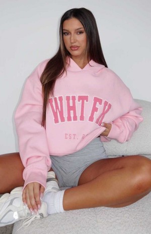 White Fox Give It Away Oversized Hoodie Pink | JGAMXD-083