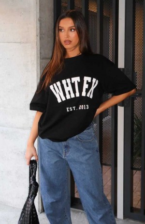 White Fox Give It Away Oversized Tee Black | OBQGEW-549