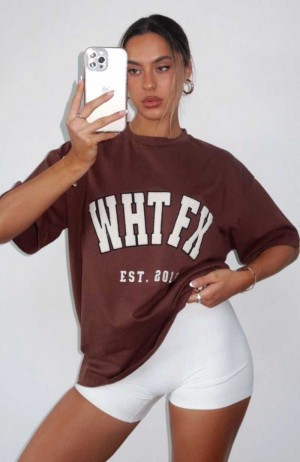 White Fox Give It Away Oversized Tee Espresso | FXAYTL-782