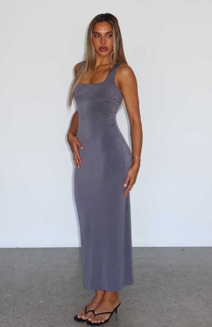 White Fox Golden State Of Mind Maxi Dress Charcoal | JVKDWC-701