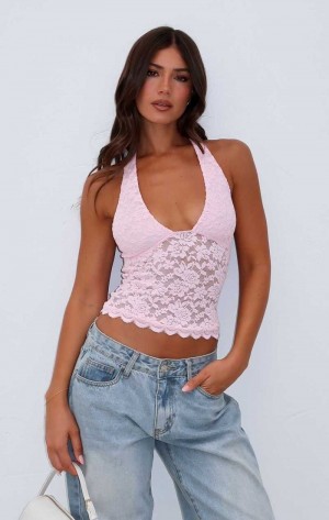 White Fox Had Enough Halter Top Baby Pink | KHDNOC-601