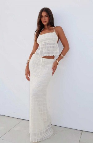 White Fox Hold Out Maxi Skirt Cream | FCXNIO-962