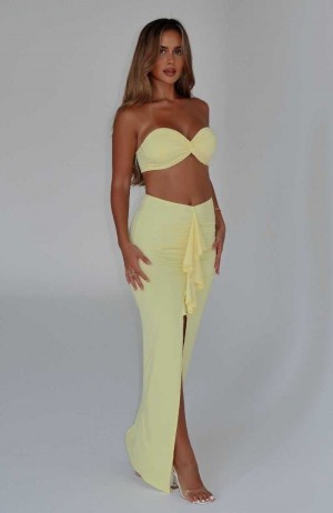 White Fox In Her Element Maxi Skirt Buttercup | YMFDEI-802