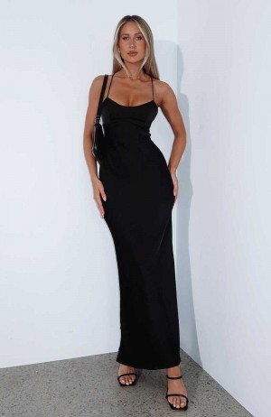 White Fox It's Not The Same Maxi Dress Black | MQOLKC-791