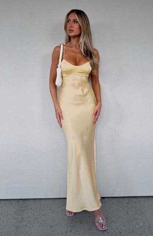 White Fox It's Not The Same Maxi Dress Lemon | JLCQID-130