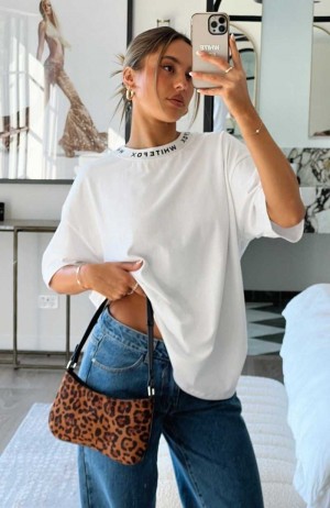 White Fox Just Be Free Oversized Tee White | TJVKWY-016