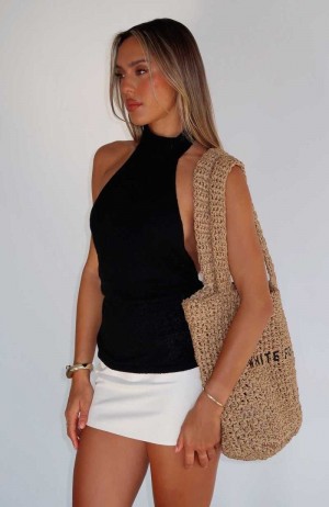 White Fox Landslide Knit Top Black | LYADZB-204