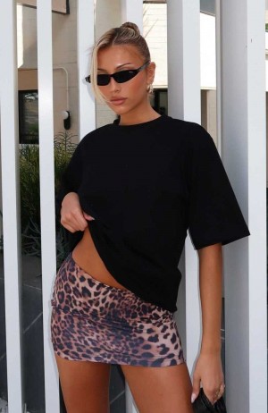 White Fox Late Nights Mini Skirt Cheetah | YGTDBU-143