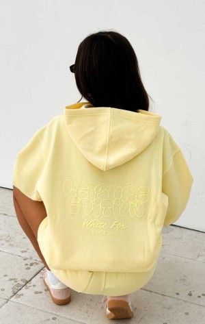 White Fox Leisure Edition Oversized Hoodie Lemon | IQKTGU-139