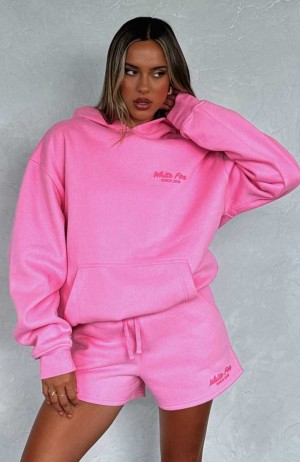 White Fox Leisure Edition Oversized Hoodie Pink | DZVALG-354