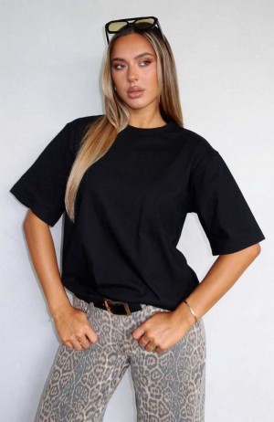 White Fox Let It Out Oversized Tee Black | WQEZNH-475