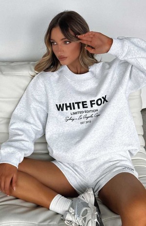 White Fox Manifest It Oversized Sweater Grey Marle | BZOQUV-507