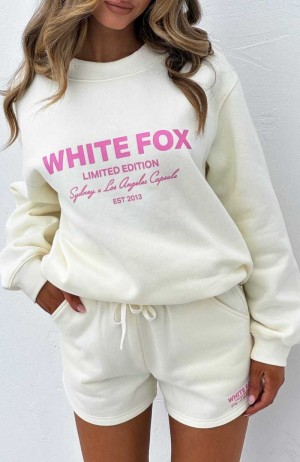 White Fox Manifest It Oversized Sweater Cream | YWCXED-860