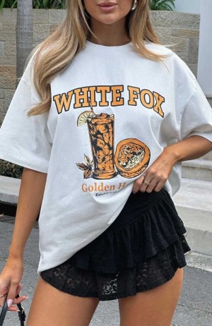 White Fox Need Some Time Oversized Tee White | JQYZCR-956