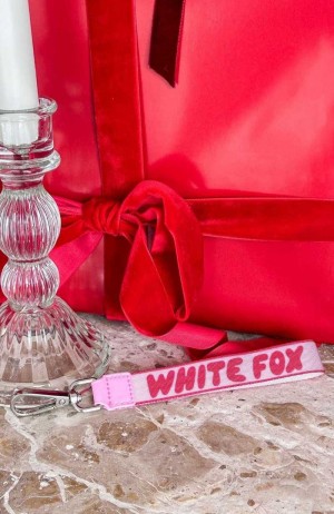 White Fox Next Level Strap Keychain Pink/Red | EACQYD-945