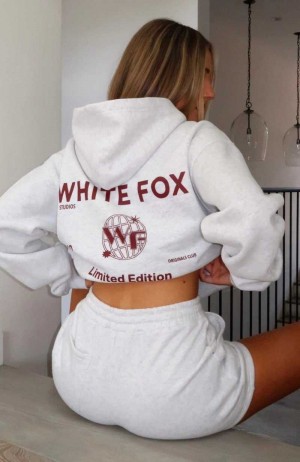 White Fox Originals Club Oversized Hoodie Grey Marle | MHGXJN-593