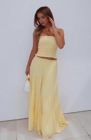 White Fox Prove Me Right Maxi Skirt Lemon | YJGTLC-637