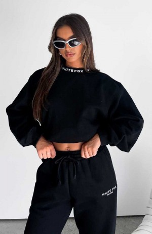 White Fox Put It On Repeat Oversized Sweater Black | ERMQFB-956