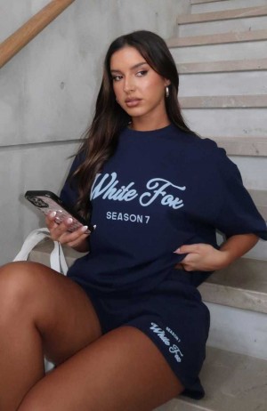 White Fox Season 7 Oversized Tee Deep Sea | OHZTXL-765