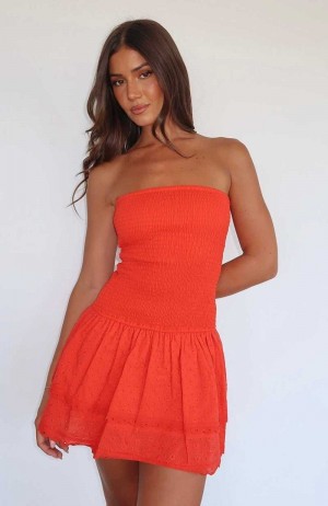 White Fox Seeking You Strapless Mini Dress Chilli | YWCDSH-724