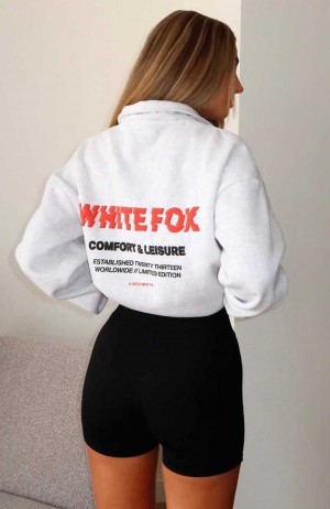 White Fox Standing On Business Zip Front Sweater Grey Marle | WMDVOA-305