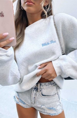 White Fox Steal Your Heart Oversized Sweater Grey Marle | PVFQZR-392