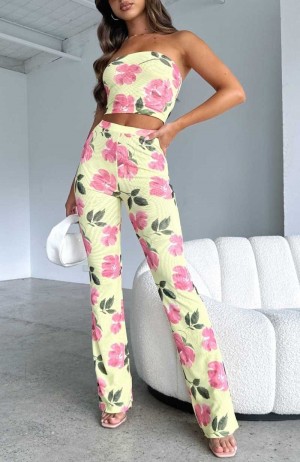 White Fox Summer In The City Pants Lemon Rose | QLKGPH-813