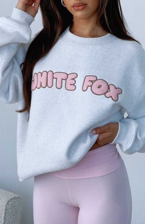 White Fox Sweet Treat Oversized Sweater Grey Marle | BGQFMD-896