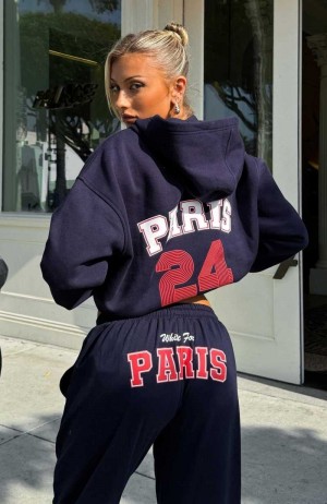 White Fox Team Paris Oversized Hoodie Navy | ISGPVT-728