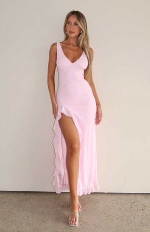 White Fox Tell Me Everything Maxi Dress Pink | OJXREK-427