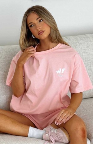 White Fox The New Standard Oversized Tee Pink | SHZVWM-574