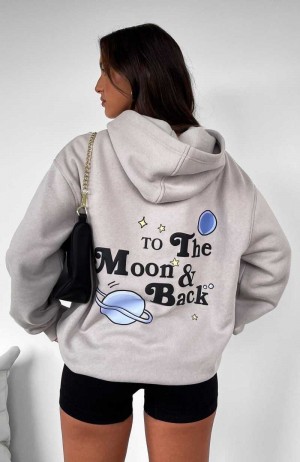 White Fox To The Moon Oversized Hoodie Lunar | WSRPTD-396