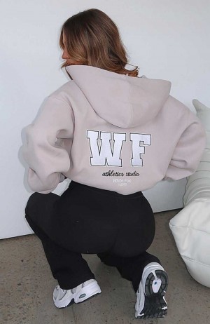 White Fox Will You Call Zip Front Hoodie Moon | WYBENI-594