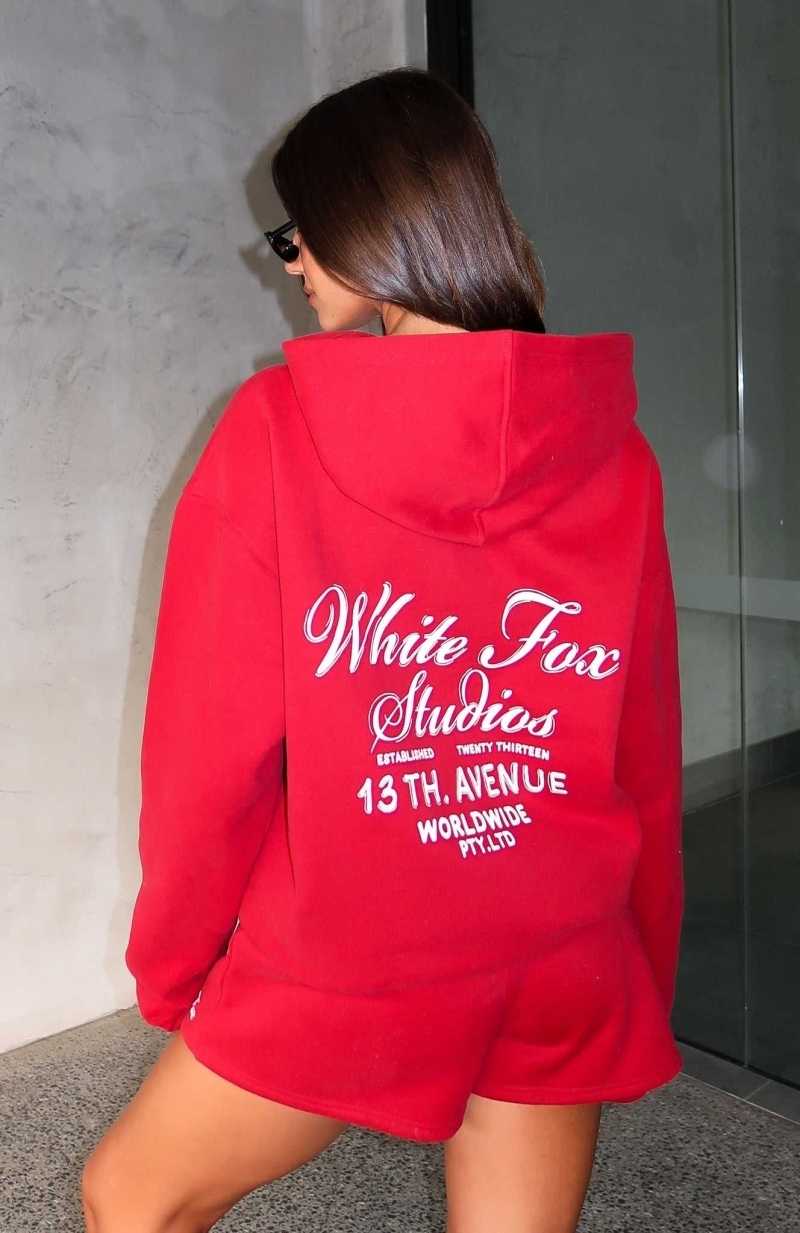 White Fox 13th Avenue Oversized Hoodie Red | TKHMVO-207