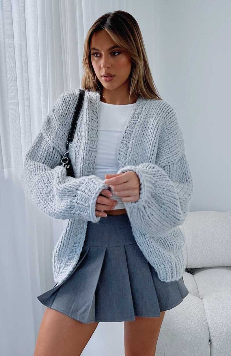 White Fox A Little Too Much Knit Cardigan Grey Marle | WYLJHN-781