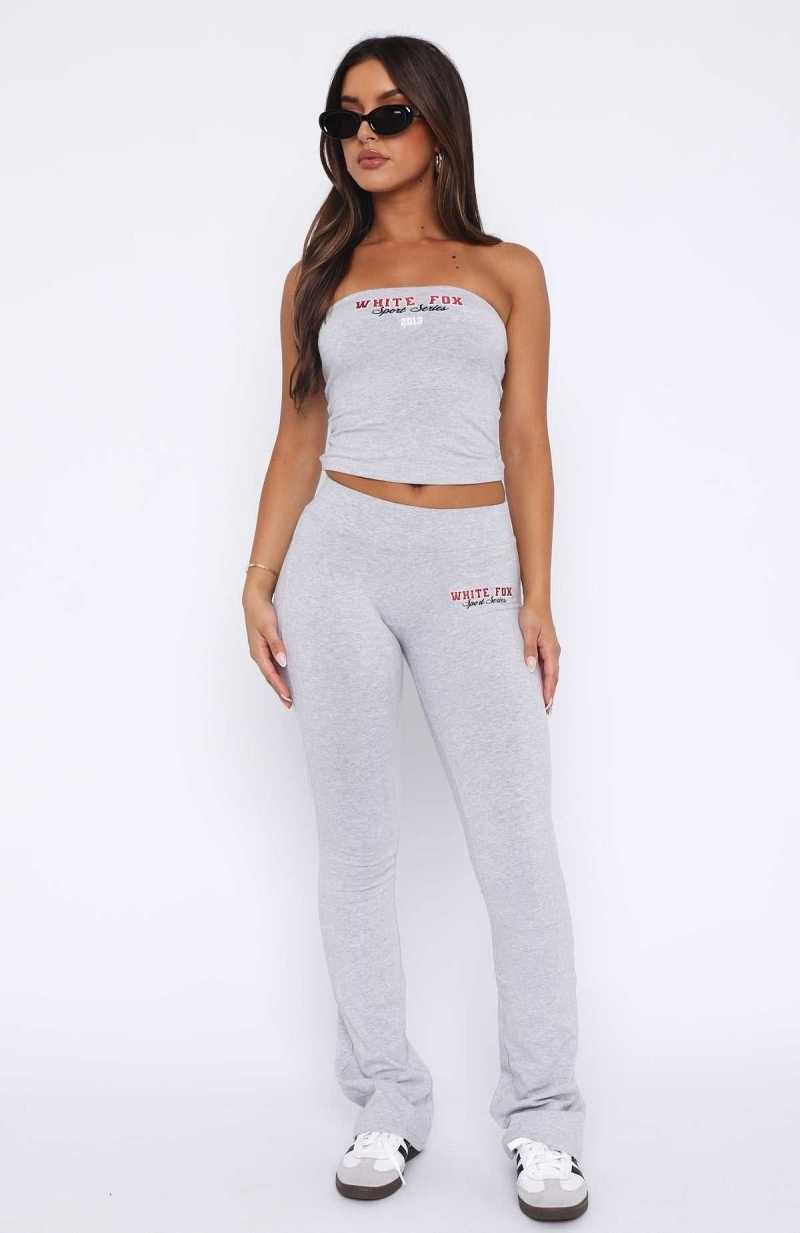 White Fox A Power Move Flare Pants Grey Marle | FHPYLR-851